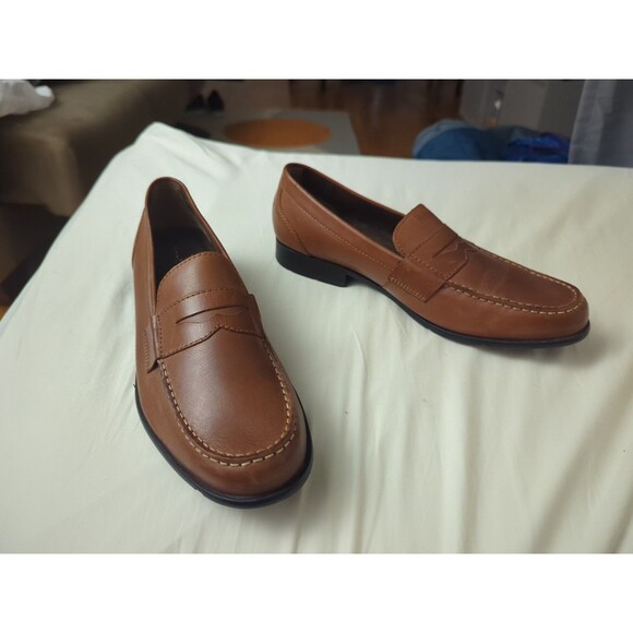 ROCKPORT SHOES MENS SIZE 12 BROWN LEATHER SLIP ON WALKABILITY TrueTech - Picture 1 of 9